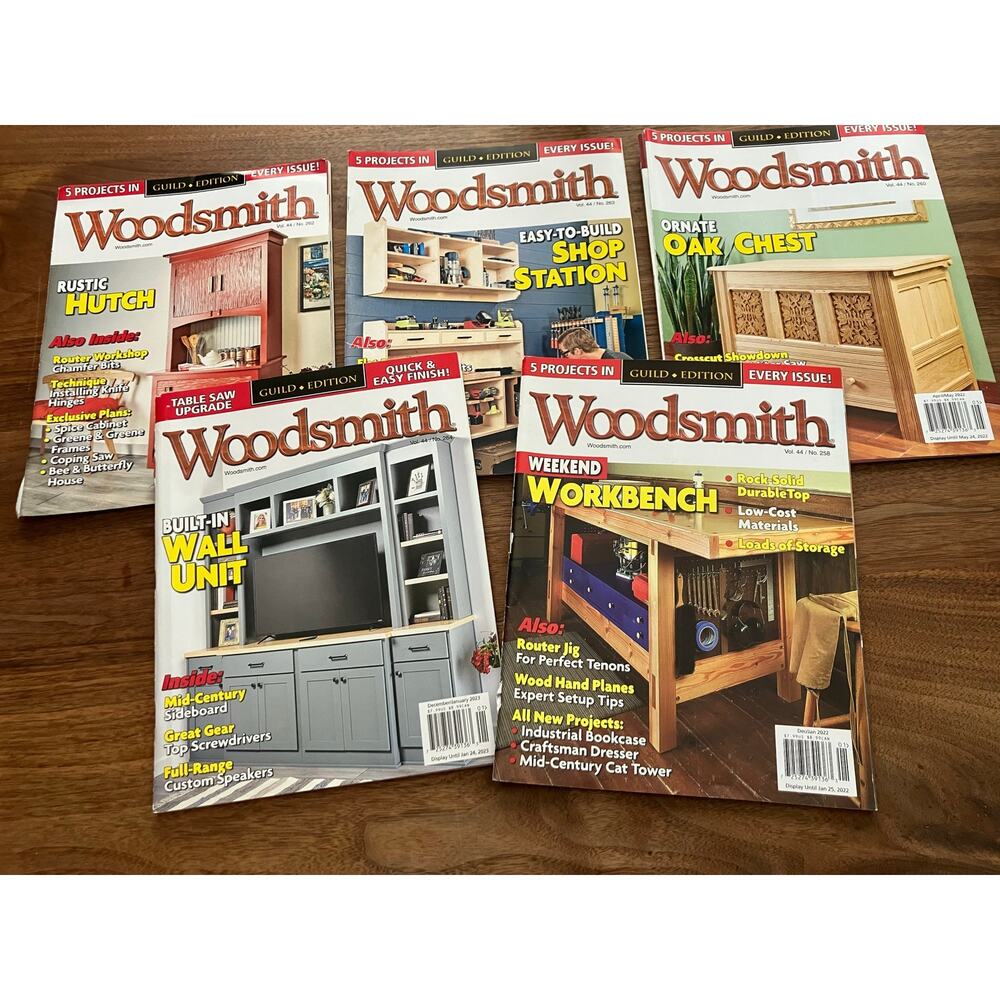 Lot of 5 Woodsmith Magazines | Woodworking Plans, DIY Projects,‎ Shop Guides